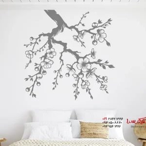 عکس برچسب دیواری شاخه آویز با شکوفه های گیلاس