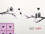 برچسب دیواری شاخه با جغدهای زیبا