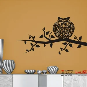 برچسب دیواری شاخه با طرح جغد تکی