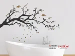 عکس برچسب دیواری شاخه با طرح قلب و پرنده