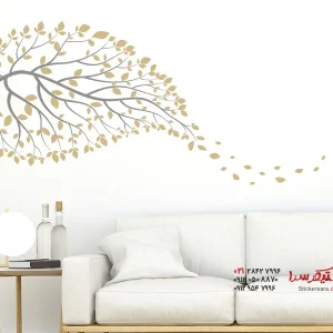 عکس برچسب دیواری شاخه به شکل برگ