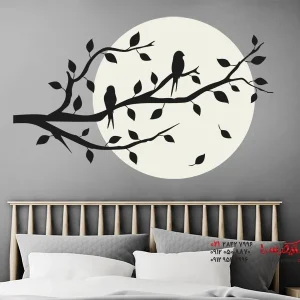 عکس برچسب دیواری شاخه در نور ماه