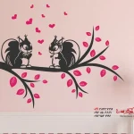 برچسب دیواری شاخه دو رنگ با طرح سنجاب