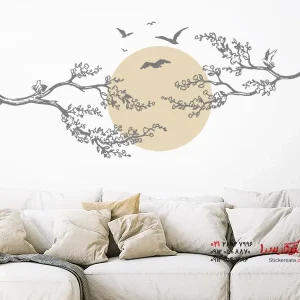 عکس برچسب دیواری شاخه‌ها در طلوع آفتاب