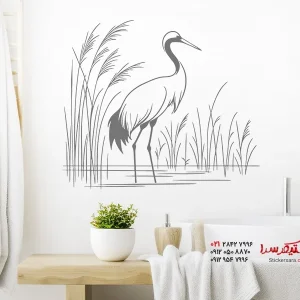 برچسب دیواری طرح پرنده درنا