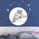 برچسب دیواری طرح جغد در نمای ماه شب