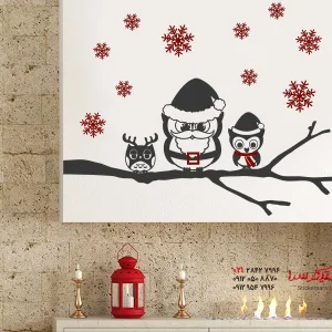 برچسب دیواری طرح جغد کریسمس