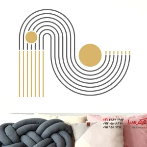 تصویر برچسب دیواری طرح دار با تزئینات منحنی