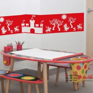 برچسب دیواری طرح شوالیه با قلعه شوالیه