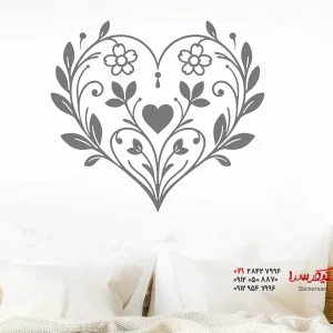 برچسب دیواری طرح شکوفه قلب
