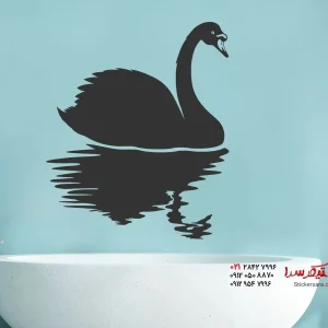 برچسب دیواری طرح قو زیبا
