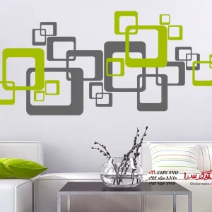 برچسب دیواری طرح مربع‌های رترو دو رنگ