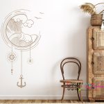 عکس برچسب دیواری طرح موج و لنگر