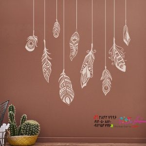 عکس برچسب دیواری طرح پرهای قومی