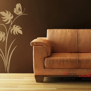 عکس برچسب دیواری طرح پیچک برگ با پروانه