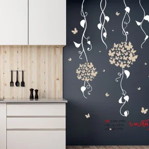 عکس برچسب دیواری طرح پیچک پروانه