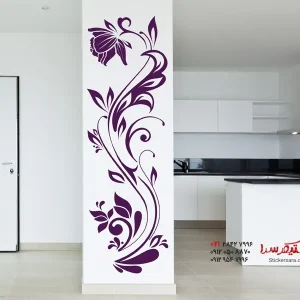 عکس برچسب دیواری طرح پیچک گل