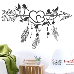 برچسب دیواری طرح پیکان قومی با پر