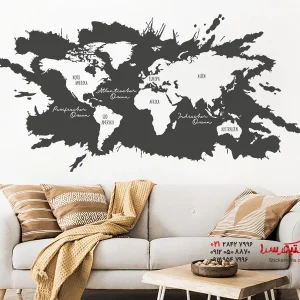 عکس برچسب دیواری طرح گرانج نقشه جهان