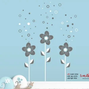 برچسب دیواری طرح گل حباب صابون