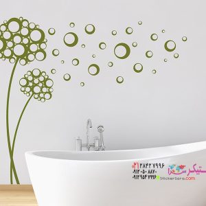 عکس برچسب دیواری طرح گل حباب صابون