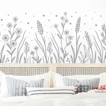 عکس برچسب دیواری طرح گل ملیله دوزی شده