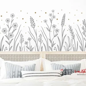 عکس برچسب دیواری طرح گل ملیله دوزی شده
