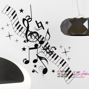 عکس برچسب دیواری طرح نت موسیقی