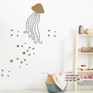 برچسب دیواری عروس دریایی با حباب هوا