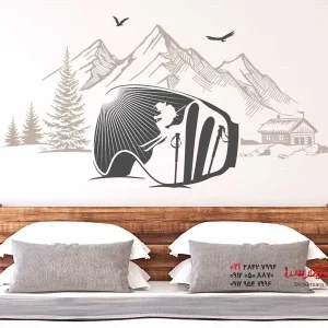 عکس برچسب دیواری عینک اسکی در برف