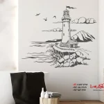عکس برچسب دیواری فانوس دریایی کنار دریا