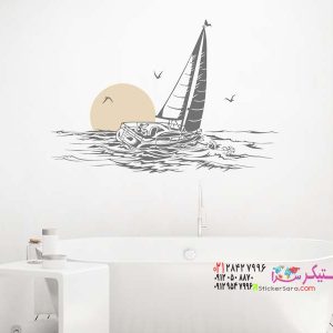 عکس برچسب دیواری قایق بادبانی در دریاهای آزاد