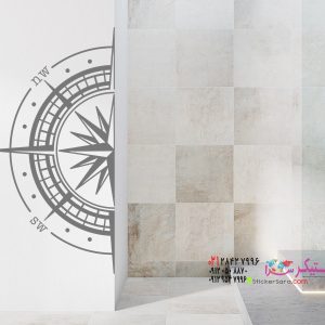 عکس برچسب دیواری قطب نما نیمه
