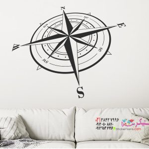 عکس برچسب دیواری قطب نمای سه بعدی