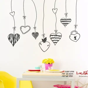 عکس برچسب دیواری قلب‌های حاشیه‌ای