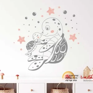 برچسب دیواری لاک پشت مادر به همراه بچه