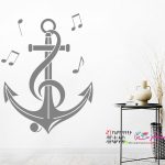 عکس برچسب دیواری لنگر موسیقی با نت