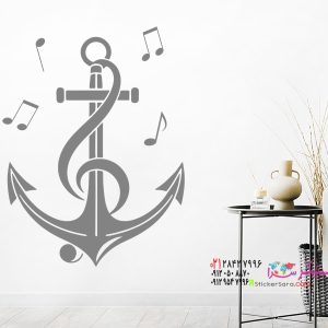 عکس برچسب دیواری لنگر موسیقی با نت
