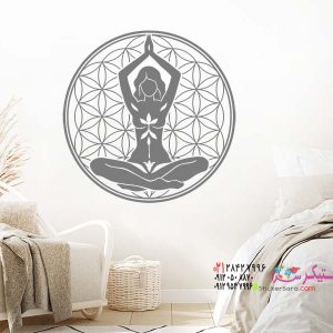 عکس برچسب دیواری مراقبه گل زندگی