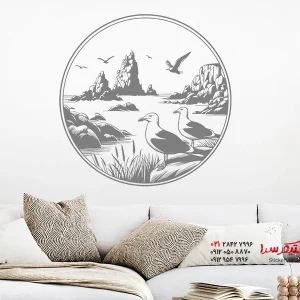 برچسب دیواری مرغ دریایی ساحل صخره‌ای