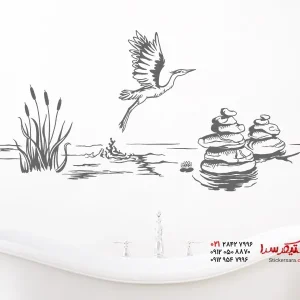 برچسب دیواری منظره با جرثقیل