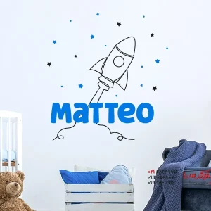 برچسب دیواری موشک با نام و ستاره