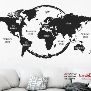 عکس برچسب دیواری نقشه جهان قدیمی