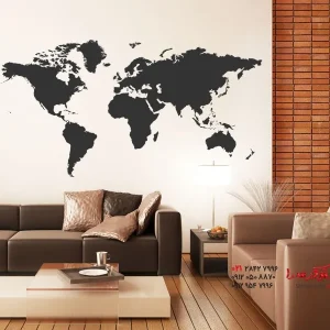 عکس برچسب دیواری نقشه جهان