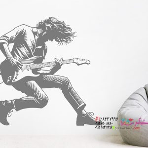 عکس برچسب دیواری مرد در حال گیتار الکتریکی زدن