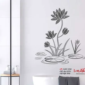 عکس برچسب دیواری نیلوفرهای آبی