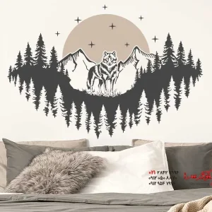 عکس برچسب دیواری پاکسازی جنگل با تصویر گرگ