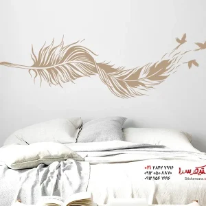 برچسب دیواری پر منحنی با طرح پرندگان