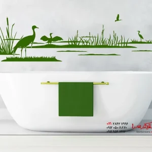 عکس برچسب دیواری پرندگان در نیزار