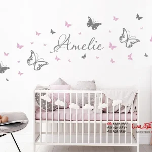 برچسب دیواری پروانه با اسم دلخواه